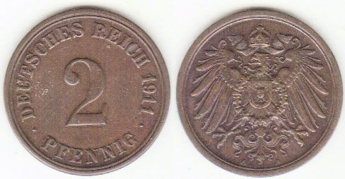 1911 A Germany 2 Pfennig A000355